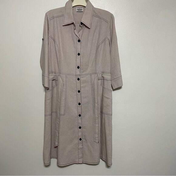 Ambiance Apparel Light Tan Shirt Dress Size 10 - Picture 1 of 13